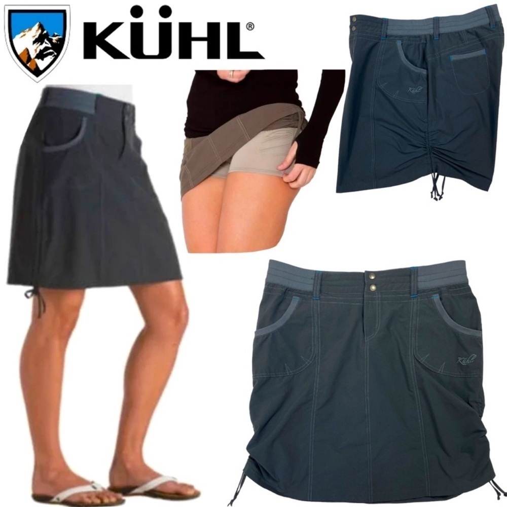 Kuhl Durango Athletic Cargo Skort Skirt Gray Size 8 Hiking Outdoor Travel